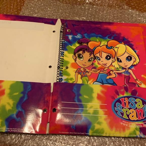 this is a vintage lisa Frank Vintage rare 1990 3 GIRL POWER 2 pocket folder W/NB - Picture 3 of 11